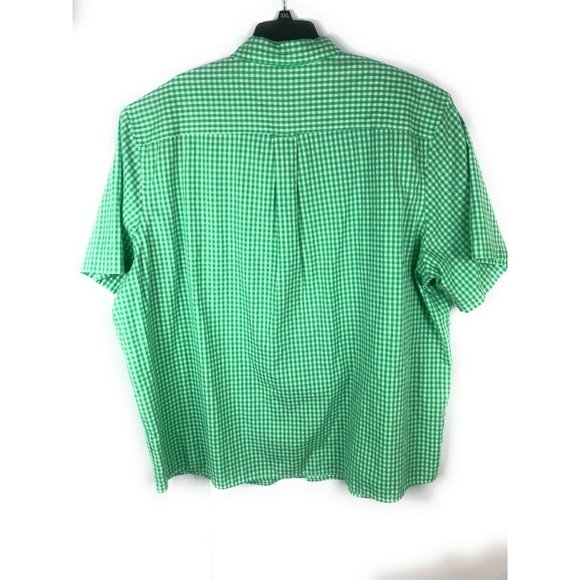 Saddlebred Men's 3X Big Tall Green Yellow Button Up Short Sleeve Poly Blend A12 - Picture 4 of 4